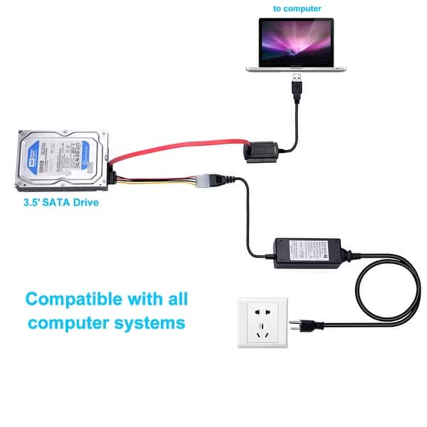 areal Apparatet Jonglere AGPtek USB 2.0 to 2.5" 3.5" IDE SATA HDD Hard Drive Converter Adapter Cable  - M - - 34475586
