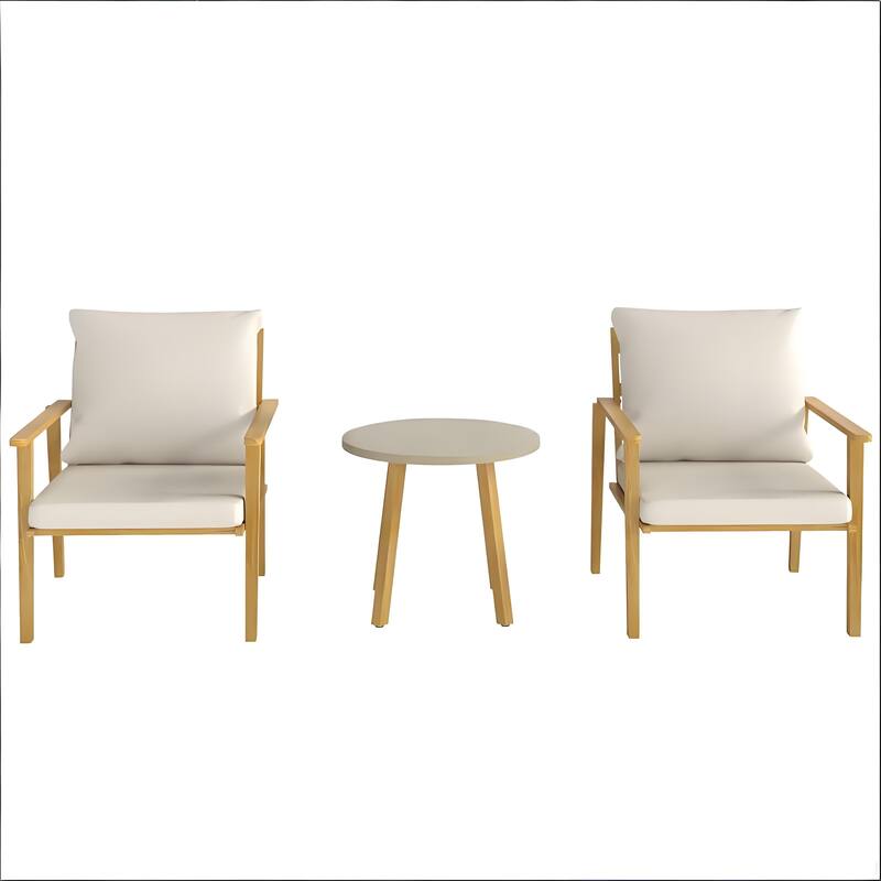 GDFStudio - Alaric Nordic-Inspired Compact Outdoor Bistro Lounge Set - 3 Piece