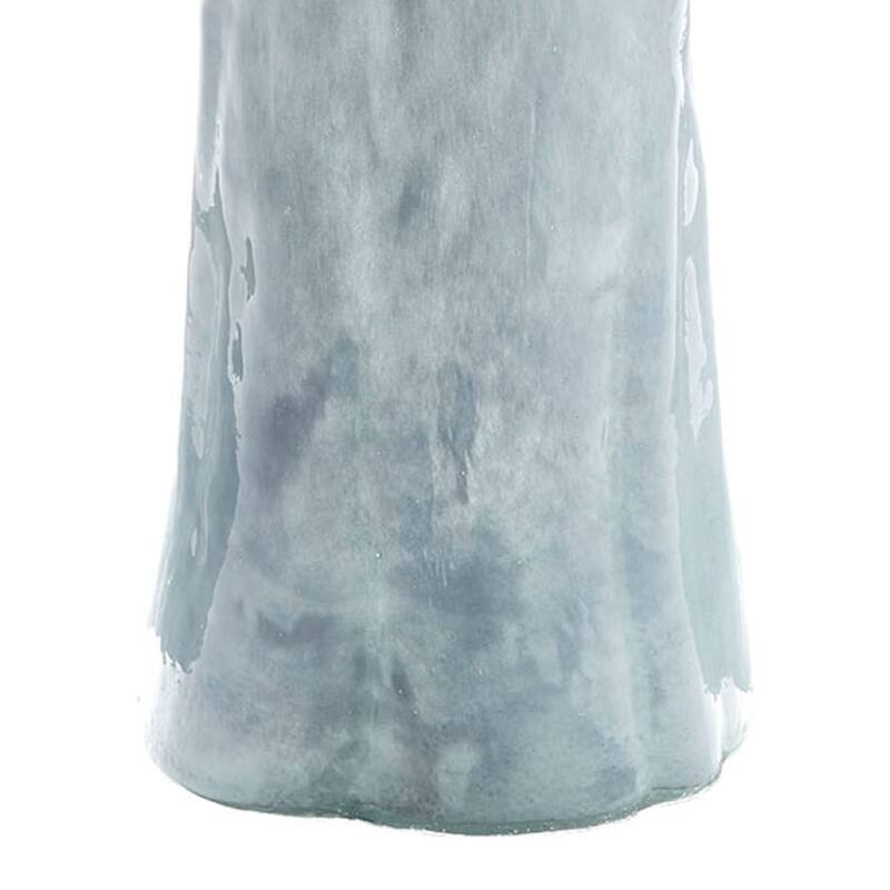 Quia Tall Decorative Vase, Rough Body, Pale Blue Blown Glass 14 Inch