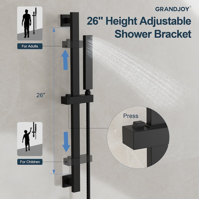 GRANDJOY Shower Faucet Set 10 and 6 inch Wall Mount Rainfall Dual Shower Heads with Handheld Shower Spray Combo High Pressure