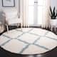 SAFAVIEH Dallas Shag Giusy Trellis 1.5-inch Thick Rug - 6' x 6' Round - Ivory/Light Blue