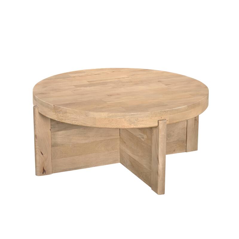 Milton Round Solid Wood Coffee Table - Beige