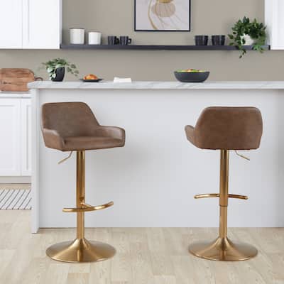 Silver Orchid Galotti Adjustable Bar Stool with Rounded T Footrest (Set of 2)