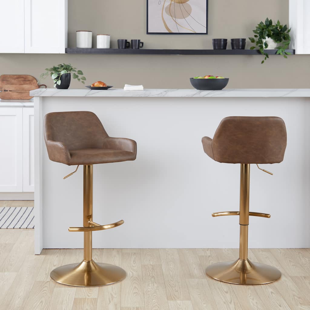Silver Orchid Galotti Adjustable Bar Stool with Rounded T Footrest (Set of 2)