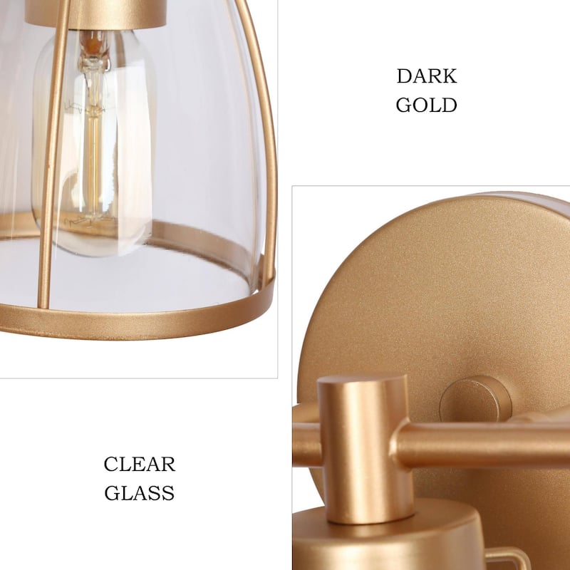 Modern Glam Gold 3-Light Bathroom Vanity Light Bowl Glass Wall Sconces - L 22" x W 7" x H 10"