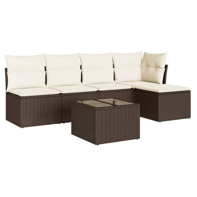 vidaXL Garden Sofa Set Brown PE rattan 6-Piece Set Modular - 21.7 x 21.7 x 14.6