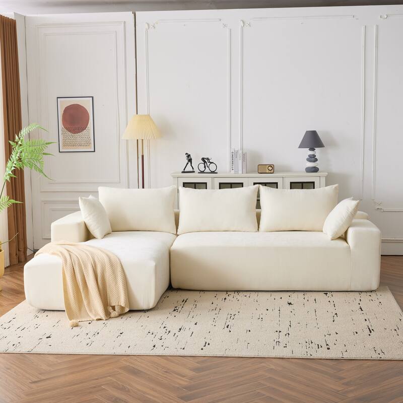 107.9" Chenille Extra-Deep Modular Sectional Sofa - White