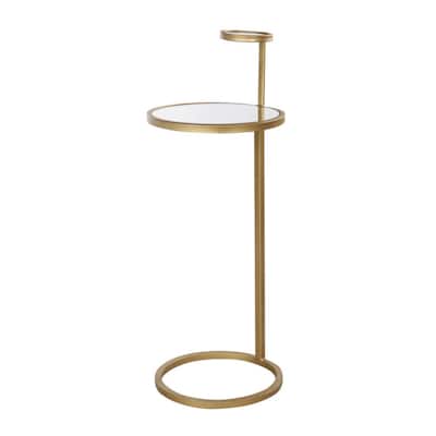 Round Two Tier Side Table - 28" - Gold