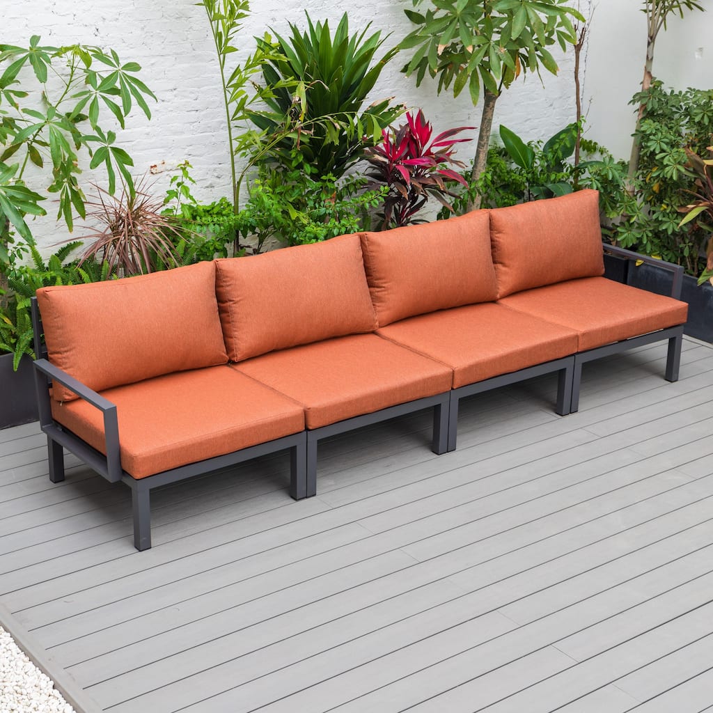 Hamilton 4-Piece Outdoor Conversation Set - Rust-Proof Aluminum Sofa & Armchairs - Weatherproof Cushions for Patio & Poolside