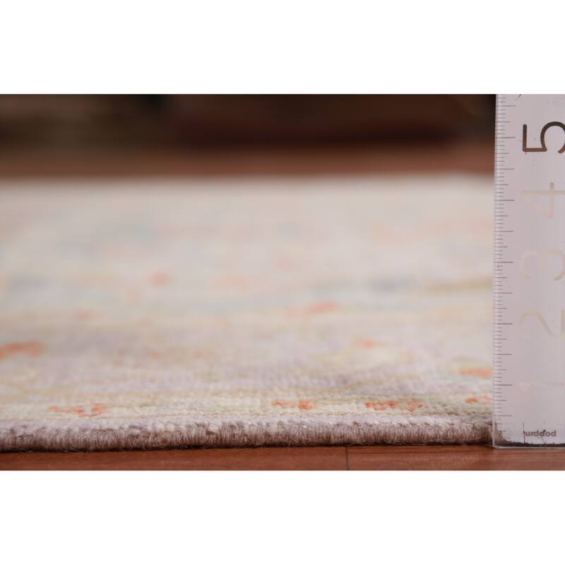 Hand Knotted Oriental 100% Wool Carpet Transitional Medallion Purples Oushak Area Rug - 9' 0'' X 6' 2''