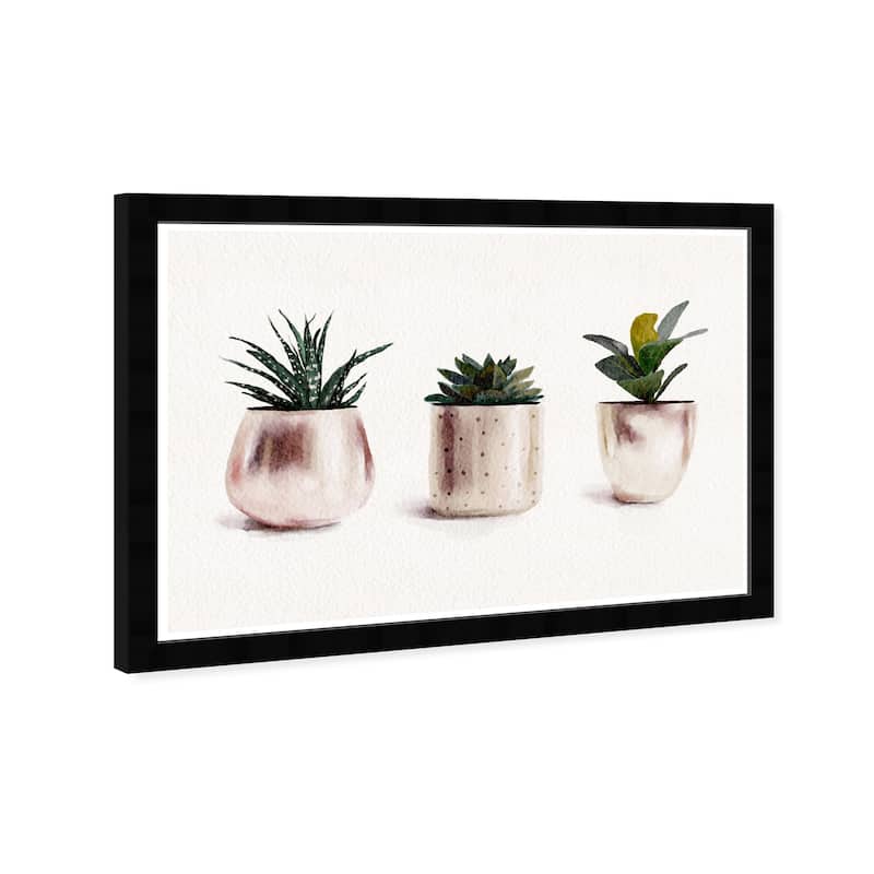 Wynwood Studio Prints Floral and Botanical Line of Succulents White and Dark Green Farmhouse Wall Art Canvas Print
