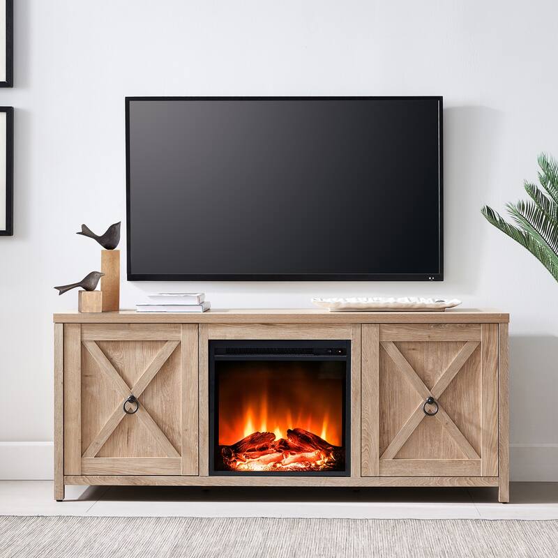 Granger 58" TV Stand with Log Fireplace Insert
