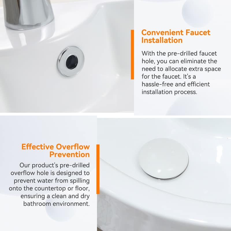 HOROW 12.6 in. Corner Wall-Hung Bathroom Sink in White with Overflow