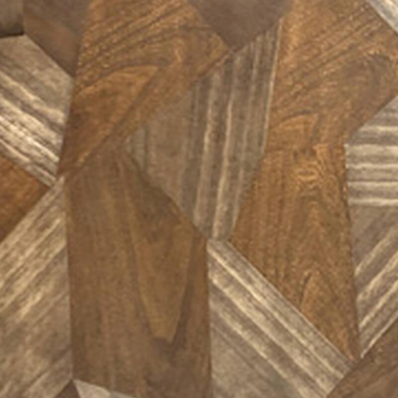 Hely Decorative Wood Tray, 27 Inch Square, Geometric Pattern, Brown Beige