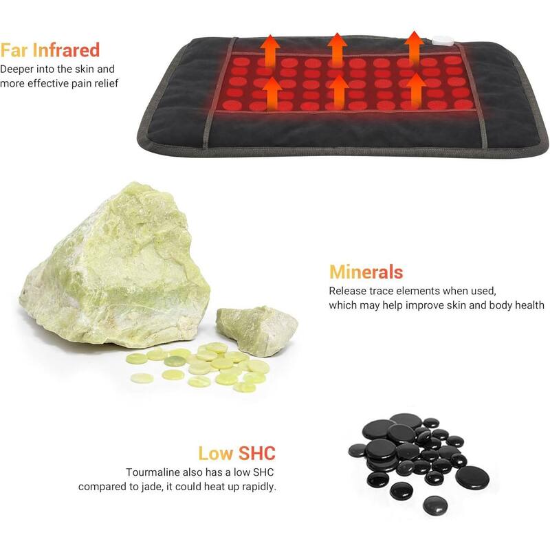 32"x21" Electric Natural and Tourmaline Far Infrared Heating Pad for Back