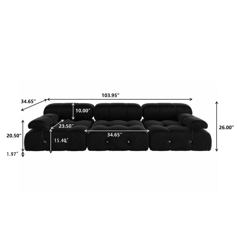 Modern Sectional Sofa Velvet Couch with 3/4 Seats.