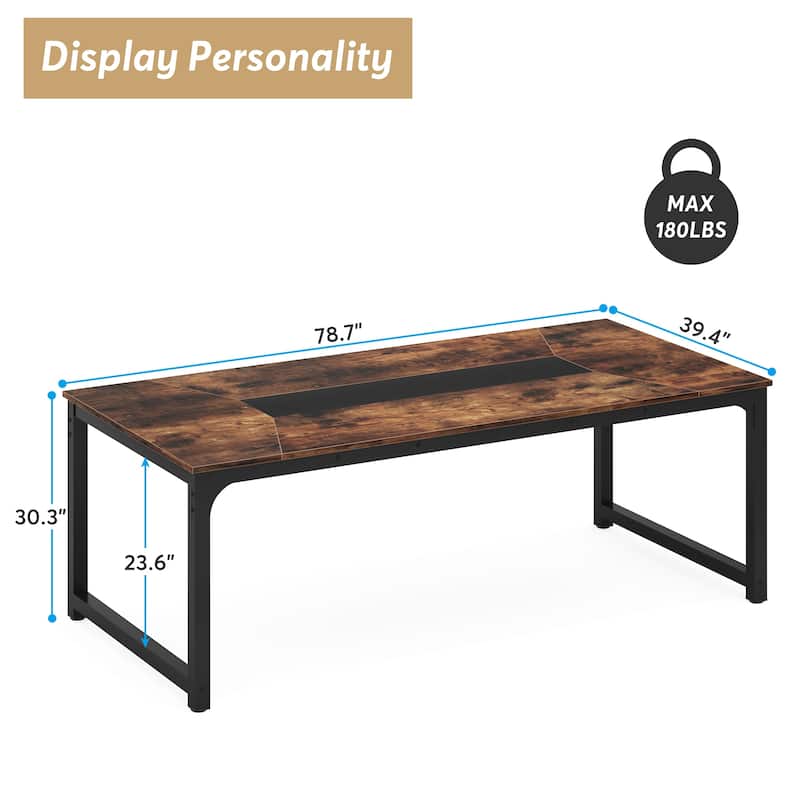 Industrial Rectangular Dining Table for 6-8 People