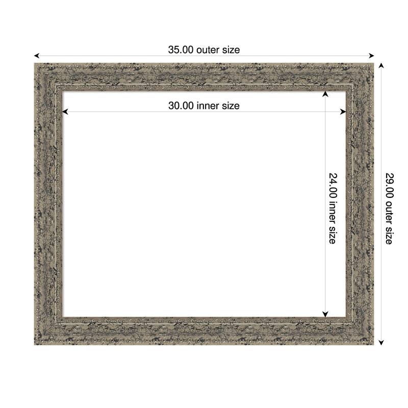 Attic Aged Framed Dry Erase Magnetic Board - 35 x 29 in - Attic Aged Silver