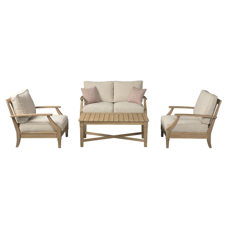 Signature Design by Ashley Clare View Outdoor Loveseat w/Cushion - Beige