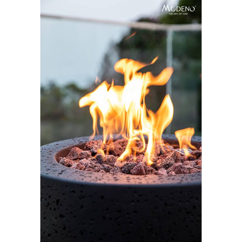 Modeno Lava Tube 40,000 BTU Concrete Propane Column Fire Pit with Lava Rocks & Cover