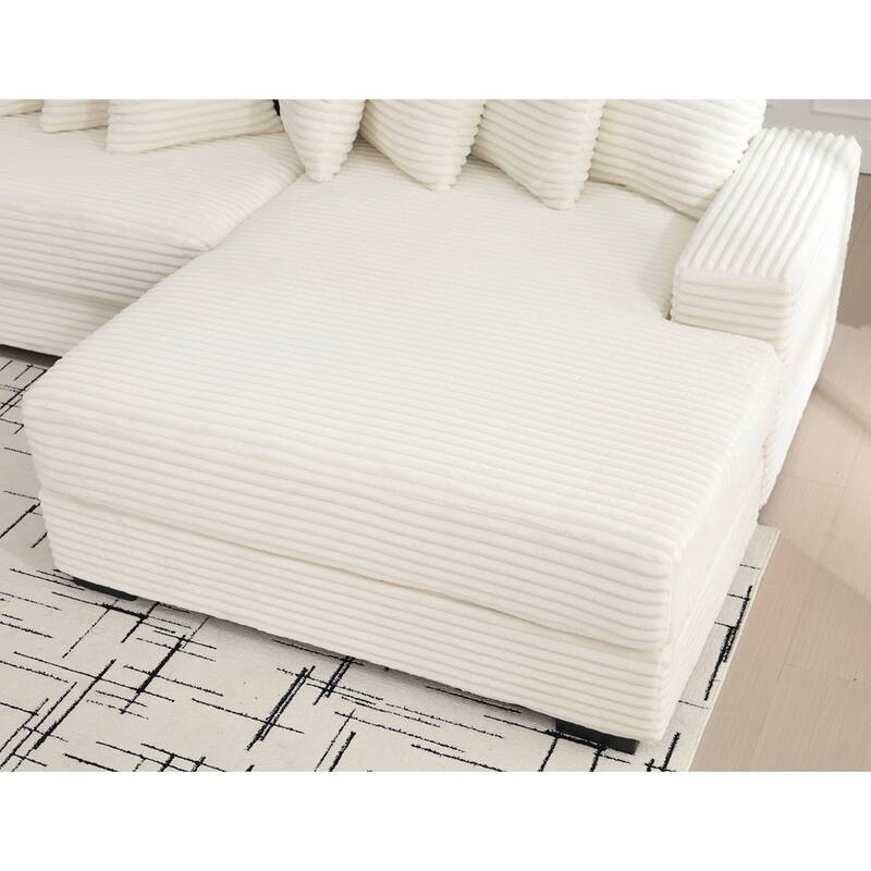 Oversized Two-Piece Couches, L Shaped Sofa, Corduroy, Right Chaise Daybed,with Armrests,Eight Throw Pillows,Corner Sofa
