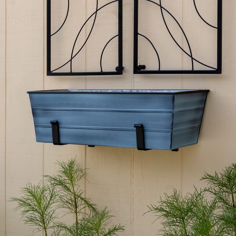 Achla Designs Pair of Wall Mounted Flower Box Brackets, Black Powder Coat Finish