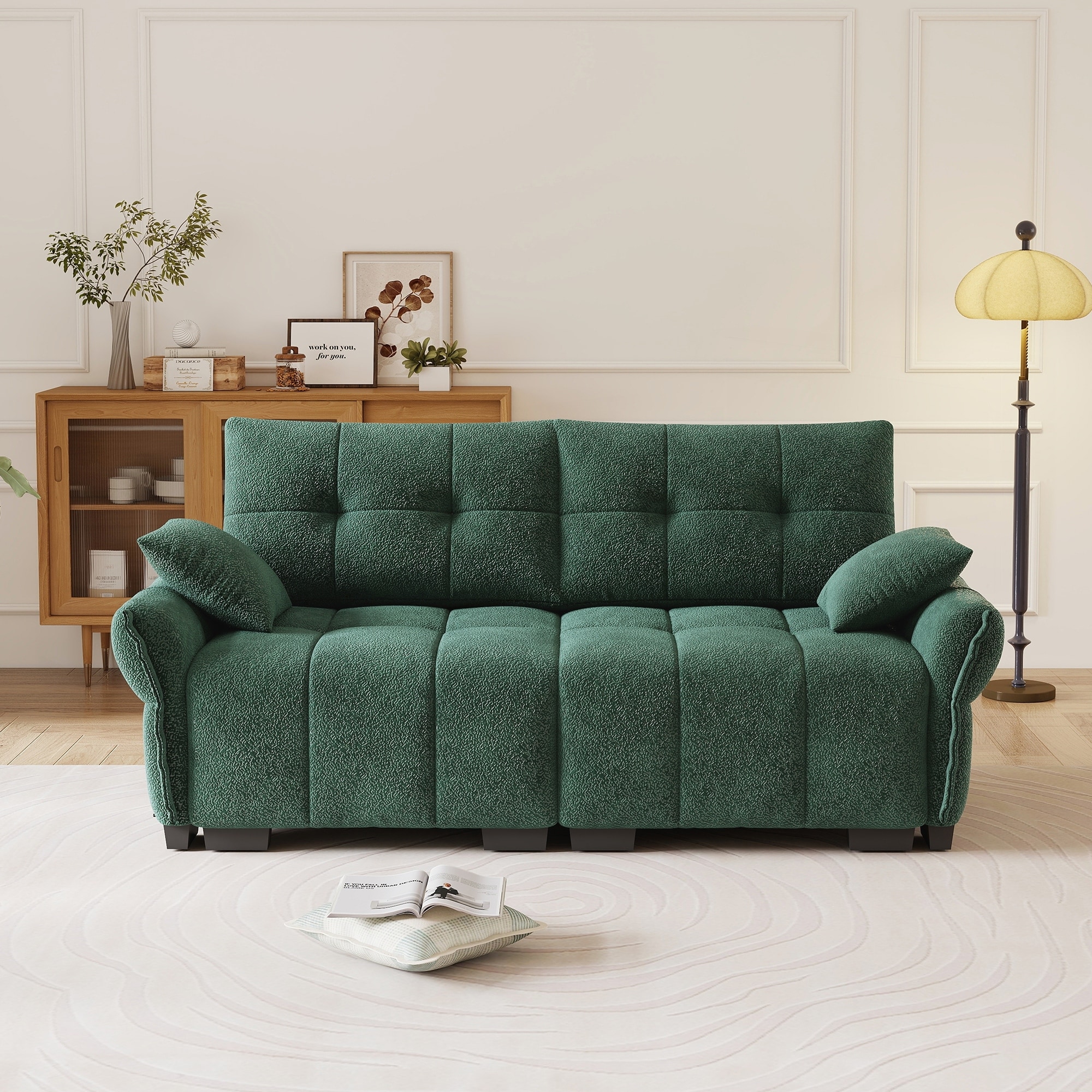 Modern Chenille Fabric Upholstery Two-Seater Sofa