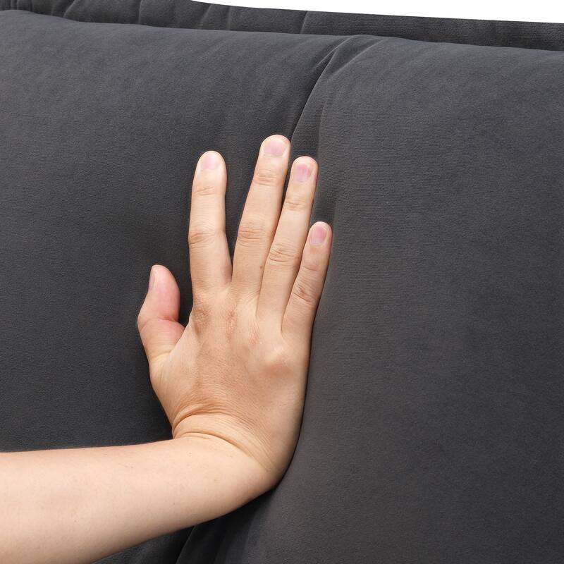 Modular U-shaped Sectional Sofa with 4 Waist Pillows, 6-Seat Upholstered Sofa with Chaise Lounge, Oversized Velvet Cloud Sofa