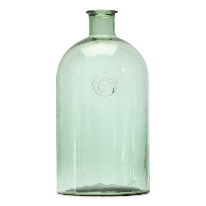 Sage Green Glass Table Vase for Living Room Display Decor - 12"