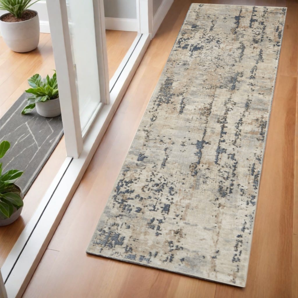 Mepi Power Loomed Abstract Modern Durable Area Rug By HomeRoots - 72' X '26' X '0.32
