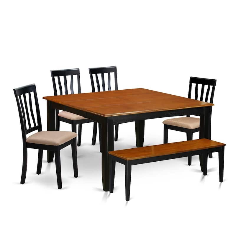 Rustic Dining Table Set - Kitchen Table & Chairs - 54 Inch Square Table - Cappuccino Finish