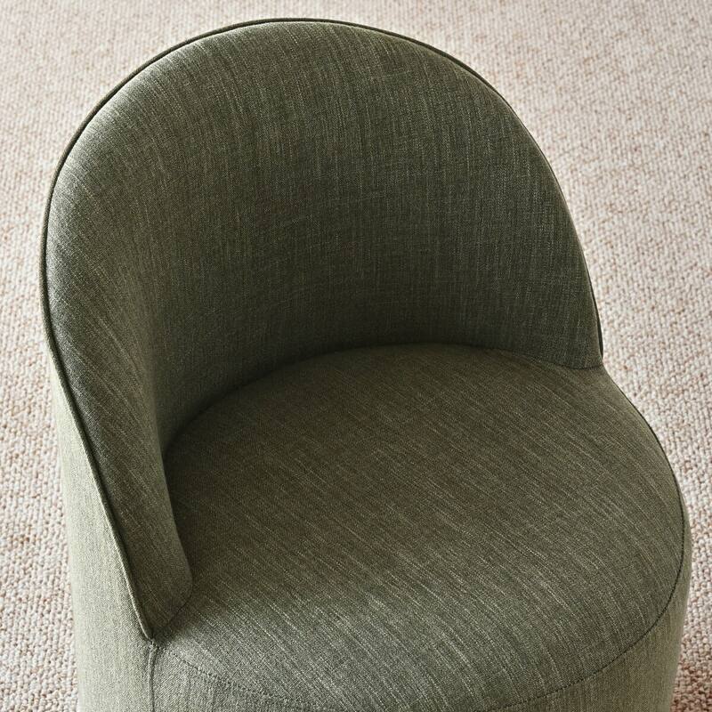 Linen Rolling Upholstered Dining Chair with Wheels (Set of 2)