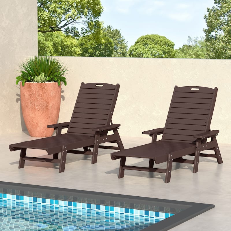 Laguna Hdpe All Weather Outdoor Patio Pool Reclining Chaise Lounge (Set Of 2)