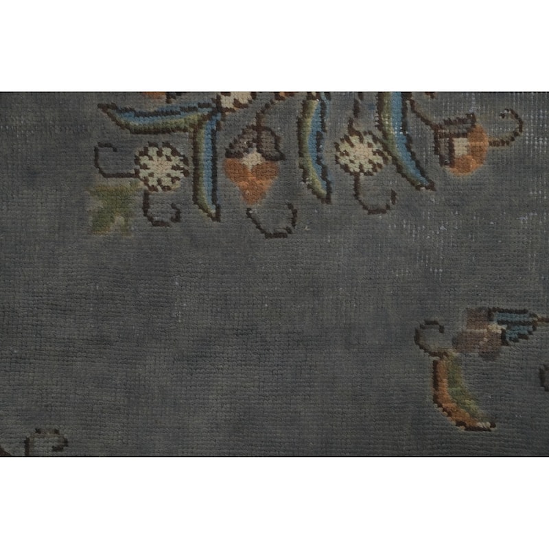 Hand Knotted Oriental 100% Wool Carpet Traditional Floral Greys & Charcoal Tabriz Area Rug - 12' 7'' X 9' 6''