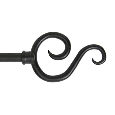 Kenney® Scroll Hook 5/8" Standard Decorative Window Curtain Rod, 28-48", Black