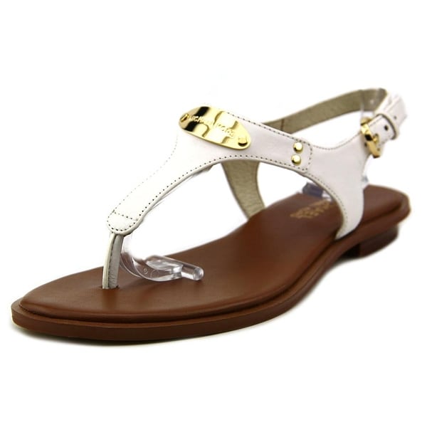 Michael Michael Kors MK Plate Women Open-Toe Leather White Slingback Sandal