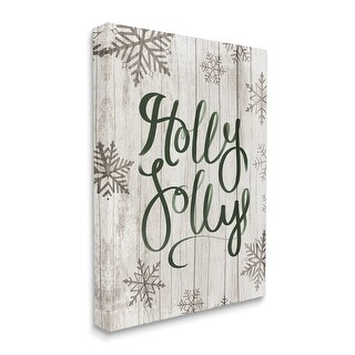 Stupell Holly Jolly Festive Cursive Typography Winter Rustic Snowflakes