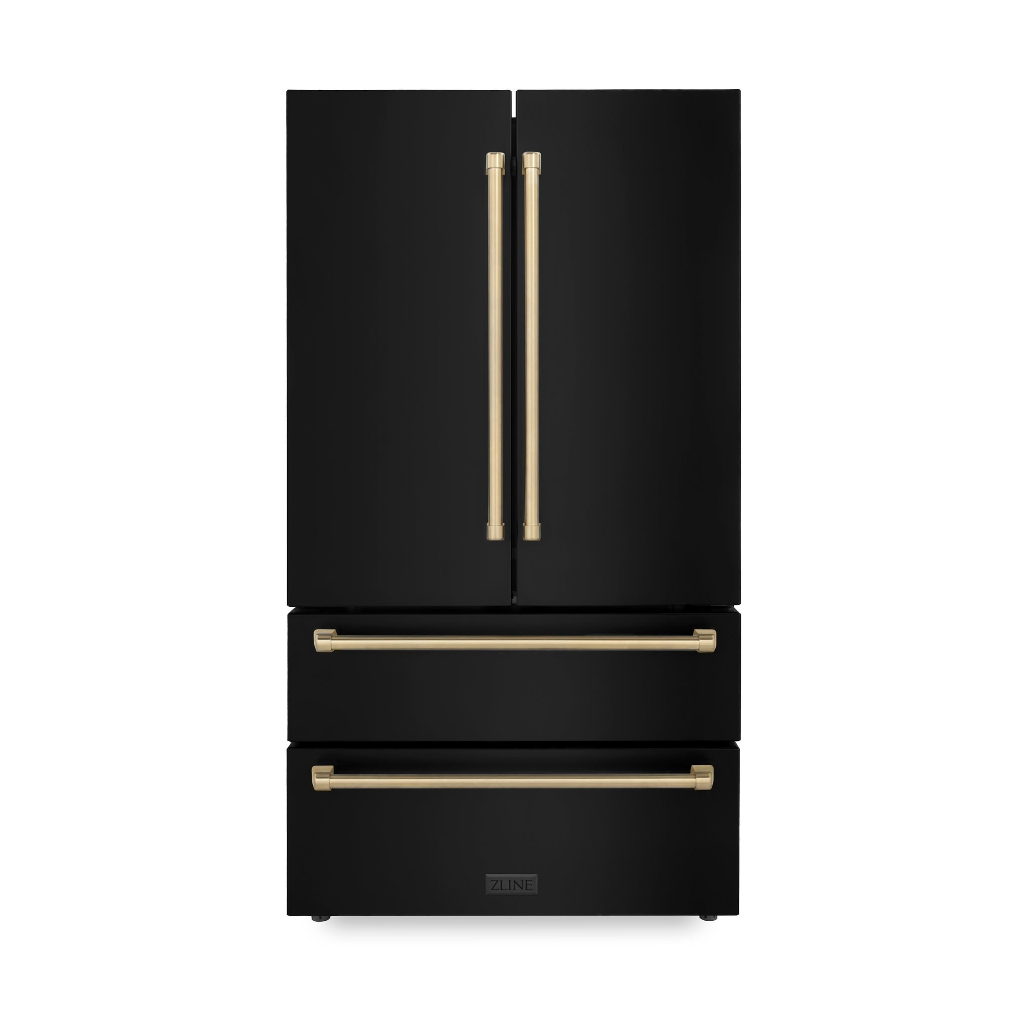 Zline Kitchen and Bath ZLINE 36" Autograph Edition Freestanding Refrigerator with Ice Maker in Black Stainless Steel with Accents Option 1