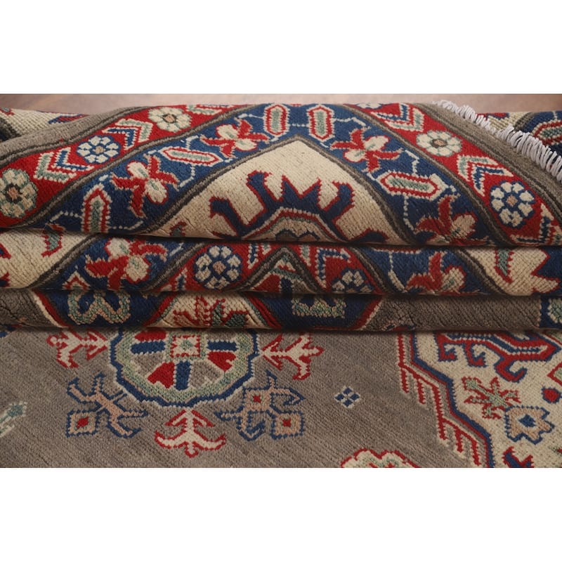 Geometric Kazak Area Rug Handmade Oriental Wool Carpet - 9'11"x 12'10"