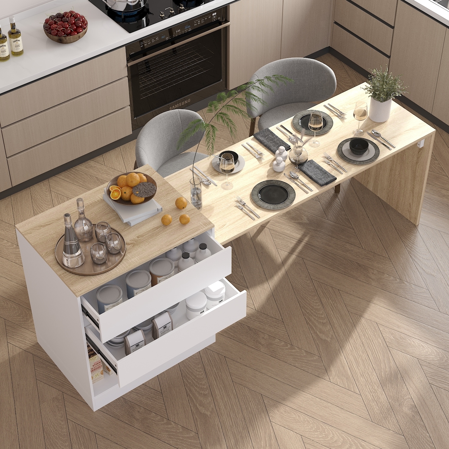 Kitchen Island Spacious Workspace for Dining Cooking and Storage Table