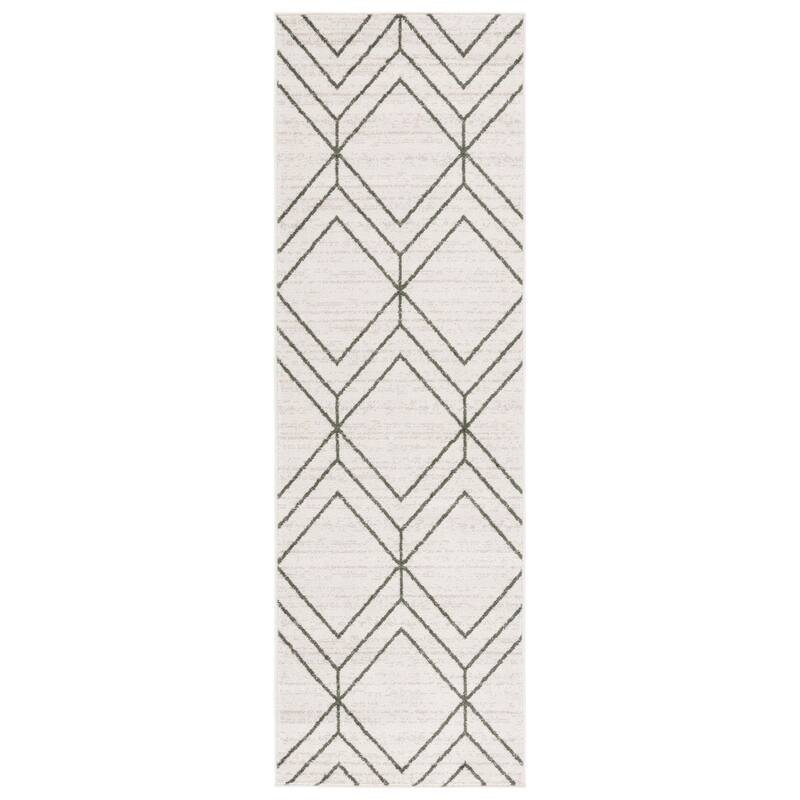 SAFAVIEH Adirondack Juvelina Modern Geometric Rug - 2'6" x 8' Runner - Ivory/Dark Green