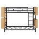 preview thumbnail 6 of 12, Twin Over Twin Metal Bunk Bed Bed Frame with Unique Storage Headboard & Four-Grid Shelving, Convertible to Two Beds, Black