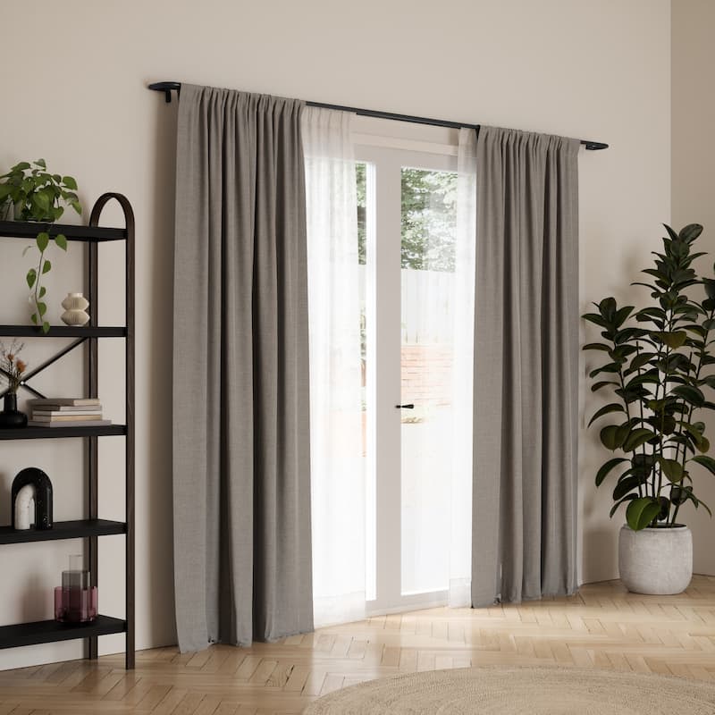 Expandable Double Curtain Rod with Wraparound Light-Blocking Design, 3/4 Inch Diameter, Supports Two Layers - 30