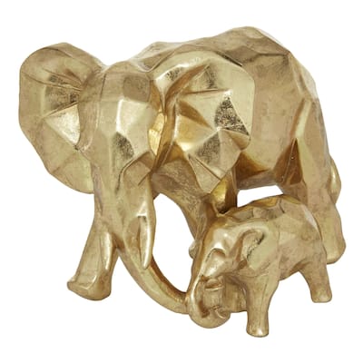 Polystone Elephant Decorative Sculpture - Gold - CosmoLiving by Cosmopolitan
