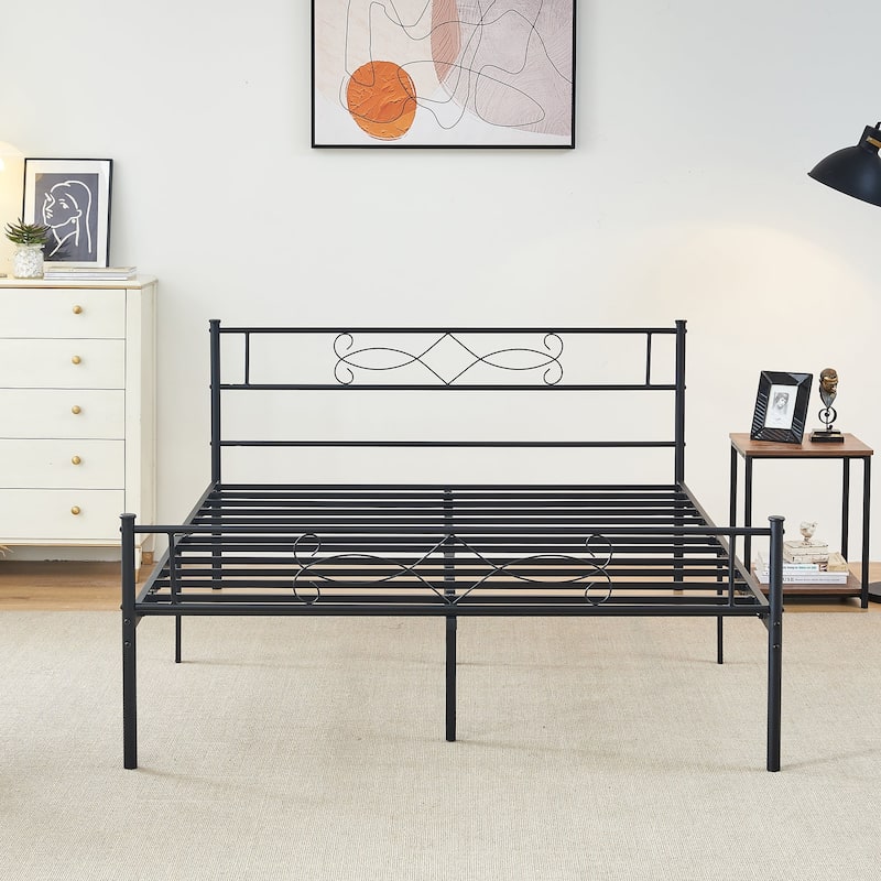 Javlergo Metal Platform Bed Frame with Headboard and Footboard, Under Bed Storage, Mattress Foundation No Box Spring Needed