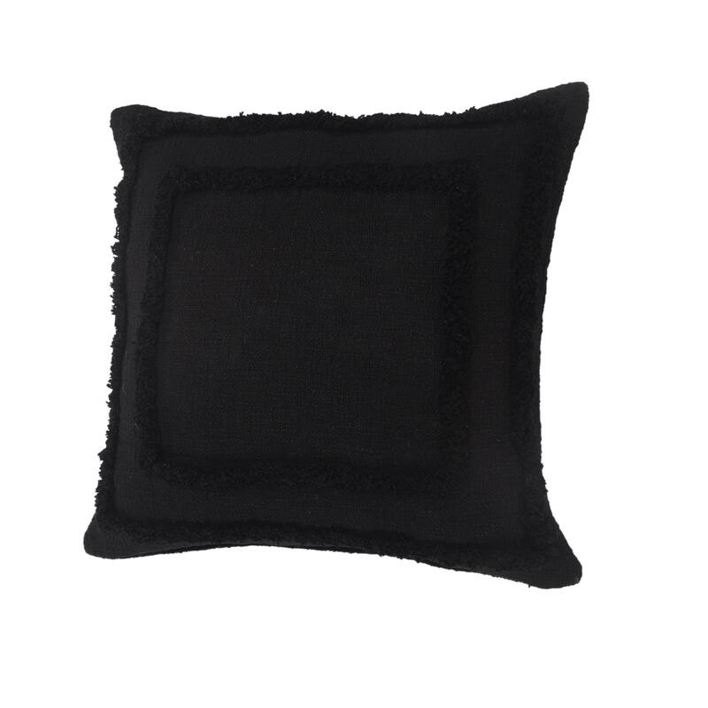 20" Black Solid Tufted Square Throw Pillow