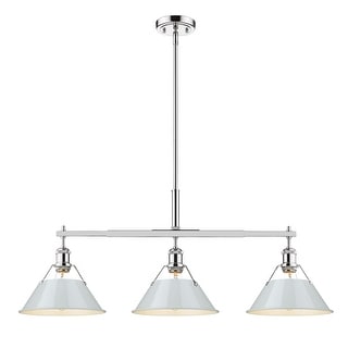 Yep by Golden Lighting Orwell 3-light Island Light in Chrome and Dusky Blue shade - Silver