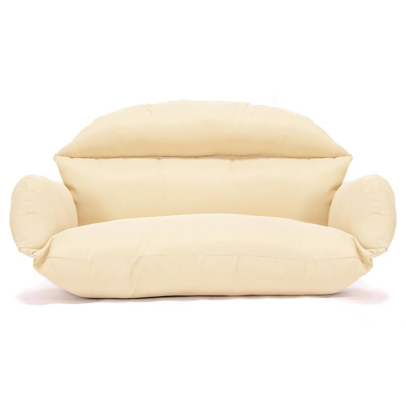 Egg Double Seat Cotton-filled Soft Swing Chair Cushion with Removable Cover, Weather-Resistant and Zipper for Indoor Outdoor - Cream
