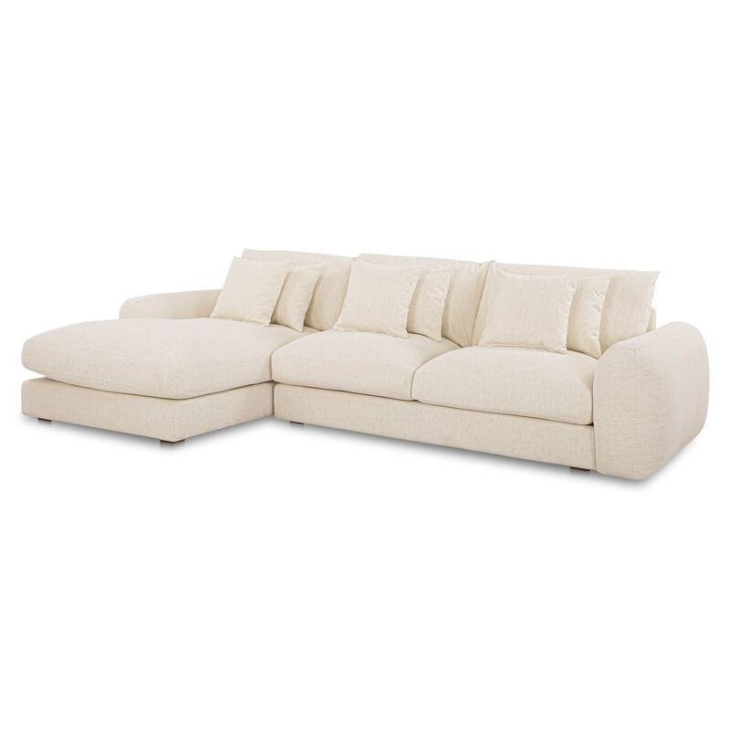 NADAAL STUDIOS Avelyn Left-Facing Sectional, Pillow-Soft Seating with Faux Feather Fill and Oat Fabric Upholstery