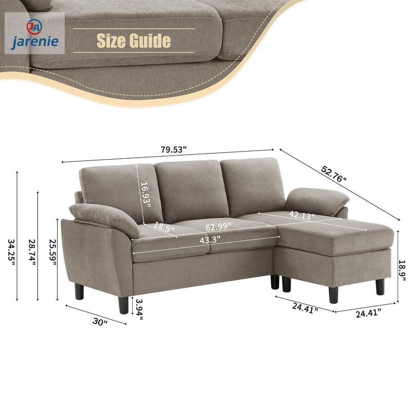 Walraime Sofa Couch Upholstered L Shape Sectional Sofas Sets for Living Room